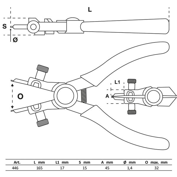 BGS Sprengringzange für Innensicherungen 165 mm - 446