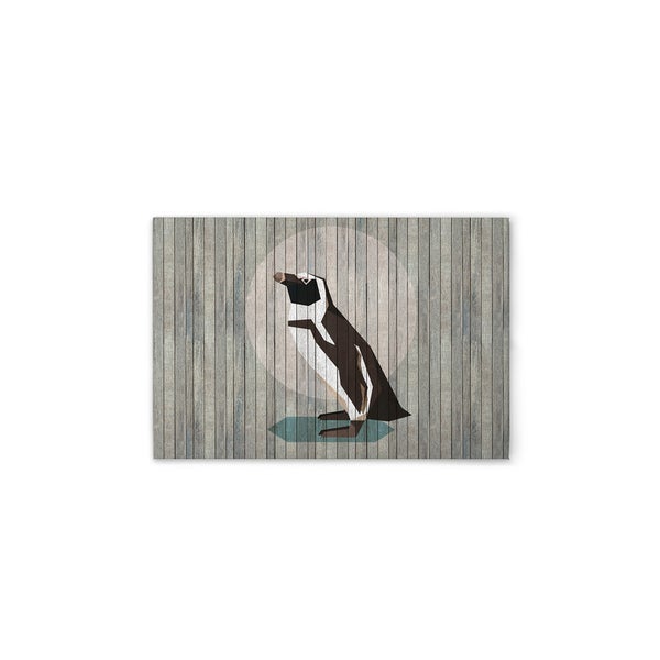 Dekobild mit Pinguinmotiv auf Holz