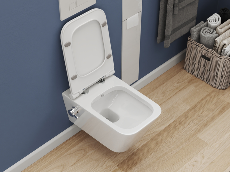 SSWW DELTA CT2041V-B – Hänge-Dusch-WC mit Taharetfunktion, Softclose & Warm-Kalt-Armatur