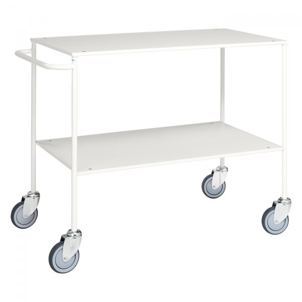 Servierwagen mit zwei Ablageflächen und Rollen