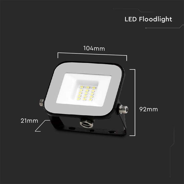 V-TAC VT-44010 - Schwarze LED-Flutlichtstrahler - Samsung - IP65 - 10W - 735 Lumen - 6500K - 5