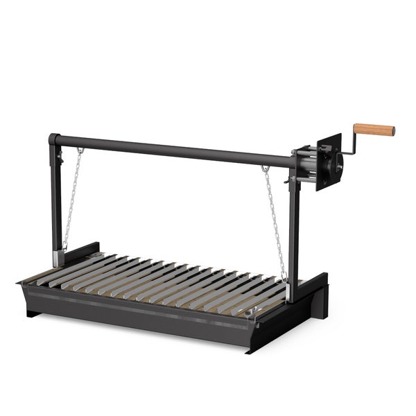 Grillrost mit höhenverstellbarem Aufhängesystem inklusive Kurbel mit Holzgriff für Grillkamine
