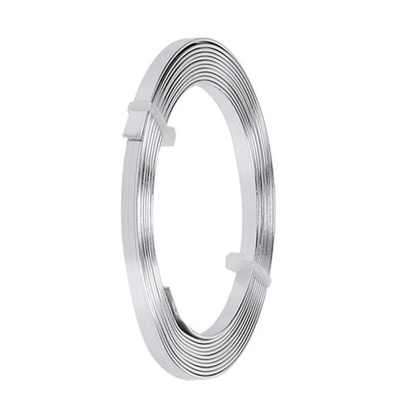 Edelstahlband auf Rolle, metallisch glänzend, fixiert mit zwei Kabelbindern.