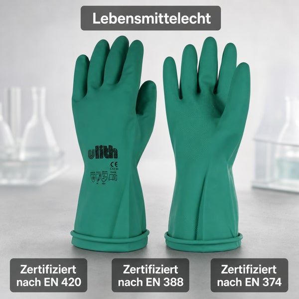 Ulith Chemikalienschutzhandschuhe lebensmittelecht zertifiziert nach EN 420 EN 388 und EN 374