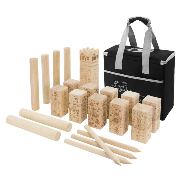 Joyz XXL Kubb Spiel aus massivem Holz in Premium Qualität, 21 Spielelemente, für 2 bis 12 Spieler, Schach Spiel Schwedenschach Outdoor Wurfspiel Holzspiel für Kinder & Erwachsene, mit Tragetasche