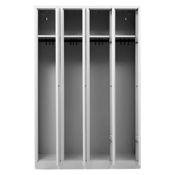 PROREGAL Garderobenspind Camel 4-Fächer HxBxT 180 x 117 x 50 cm Vorhängeschloss Grau