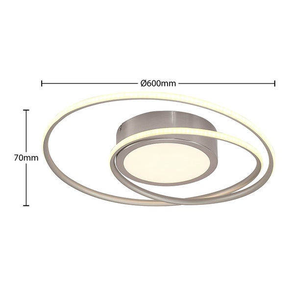 LED-Deckenleuchte in Ringform mit einem Durchmesser von 600 Millimeter und einer Höhe von 70 Millimeter.