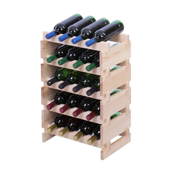 Weinregal VINOTECA FLEX PRO HxBxT 65x46x28cm 20 Flaschen auf 5 Ebenen Massives Kiefernholz Natur unbehandelt