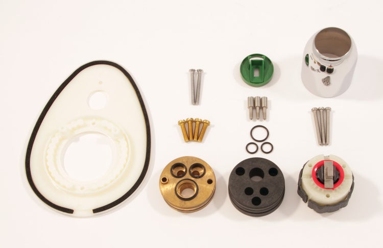 Ersatzteile für Wasserhahn zur Reparatur eines Mischers.