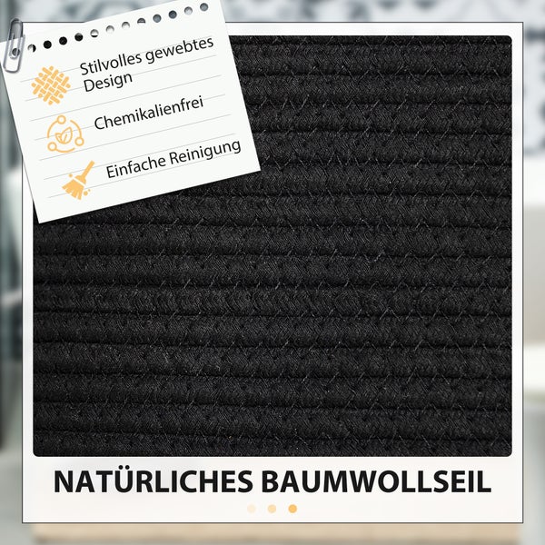 HOMCOM Wäschekorb 88L Klappbar Wäschebox mit Griff, Wäschesammler für Badezimmer, 56 x 56 x 35,5 cm, Schwarz