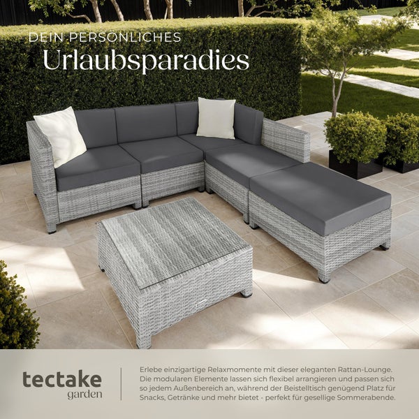Rattan Lounge Set mit Tisch und Ecksofa für den Garten