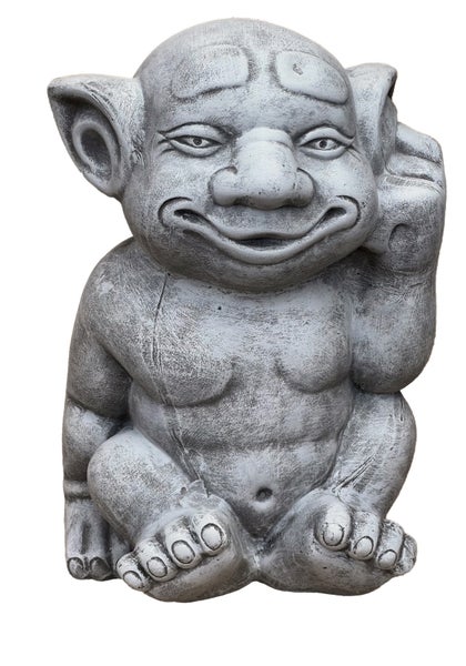 Steinfigur Troll sitzend für den Garten