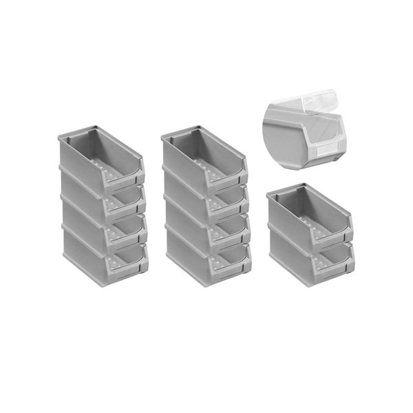 PROREGAL SparSet 10 x Graue Sichtlagerbox 2.0 Mit Abdeckung HxBxT 7,5 x 10 x 17,5 cm 0,8 Liter Sichtlagerbehälter Sichtlagerkasten