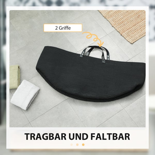 HOMCOM Wäschekorb 88L Klappbar Wäschebox mit Griff, Wäschesammler für Badezimmer, 56 x 56 x 35,5 cm, Schwarz