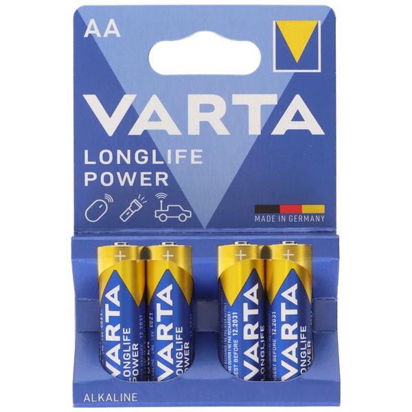 Varta Longlife Power AA Mignon Alkaline-Batterien, 4er-Pack.