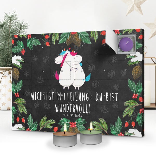 Mr. & Mrs. Panda Duftkerzen Adventskalender Einhorn Mitteilung - Schwarz