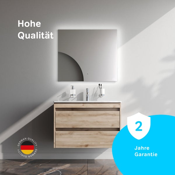 Waschtischkombination mit Spiegel und zwei Jahren Garantie