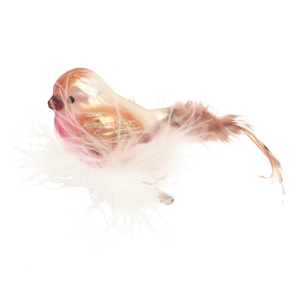 Dekorativer Vogel mit Federn zur Weihnachtsdekoration