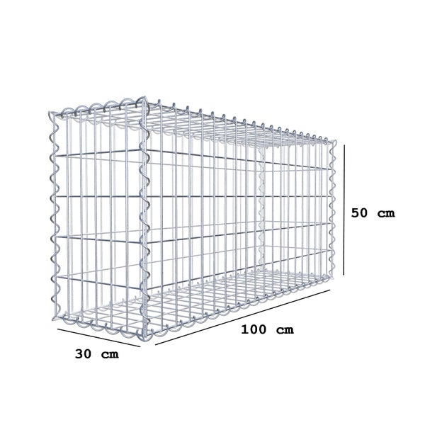 Gabione 100 cm x 50 cm x 30 cm (L x H x T), Maschenweite 5 cm x 10 cm, Spirale