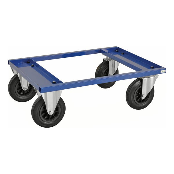 Kongamek Palettenwagen in blau 270mm hoch ohne Bremse für Halbpaletten 800x600mm