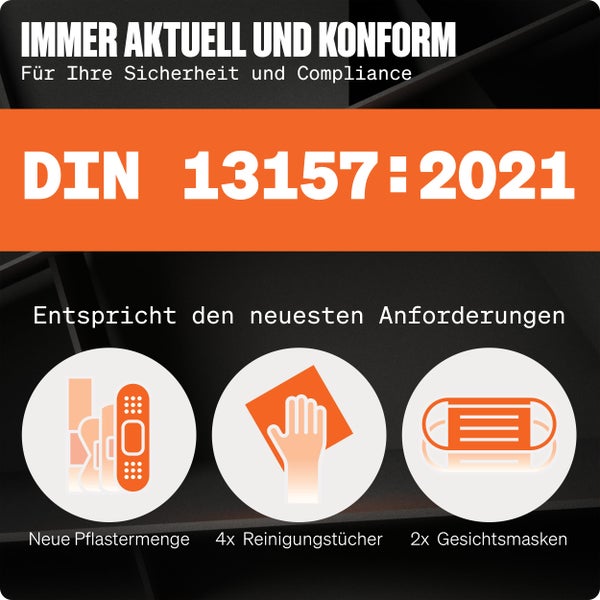 Erste Hilfe Nachfüllset DIN 13157:2021 inkl. Erste Hilfe Anleitung - Verbandskasten Nachfüllset DIN 13157 mit praktischen Innentaschen - DIN 13157 Nachfüllset für Betriebe - Verbandsmaterial Set