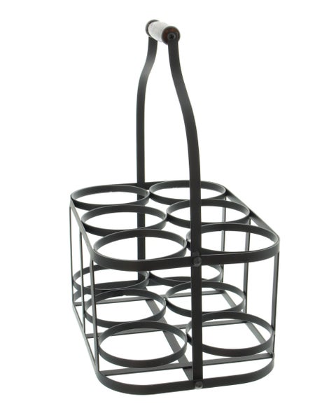 FRANK FLECHTWAREN | Flaschenkorb Metall, für 6 Flaschen, METALL, 32 x 21 x 16 cm, GH 37 cm, ohne Inhalt