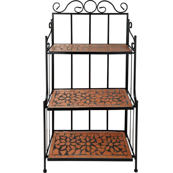 Metallregal tectake  61 x 29 x 114 cm mit 3 Mosaikböden terracotta