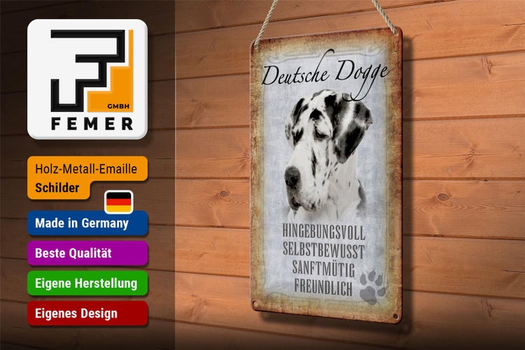 Blechschild Spruch 20x30cm Deutsche Dogge Hund Schild