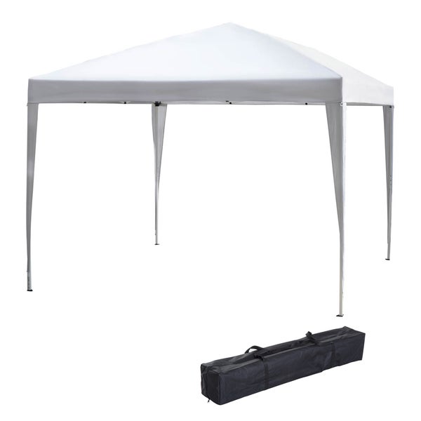 Outsunny Pavillon ca. 3x3m, wasserabweisend Stabil Winterfest Pop-up Faltpavillon, UV Schutz, Faltbar Partyzelt Gartenzelt mit Tasche, Gartenpavillon für Camping Garten, Weiß