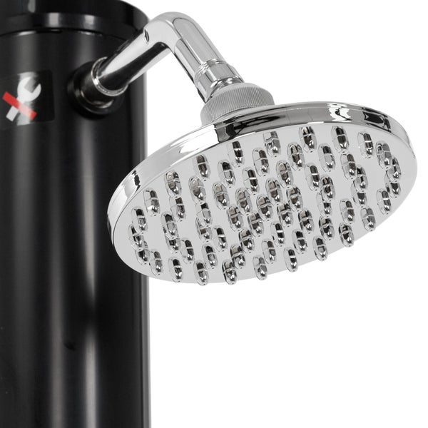 ML-Design Solardusche 20 L 210 cm rund mit Fußdusche und Regenduschkopf, Schwarz, warmes Wasser, bis 60°C ohne Stromanschluss, mit Gartenschlauch-Anschluss, Solar Gartendusche Außendusche Pooldusche