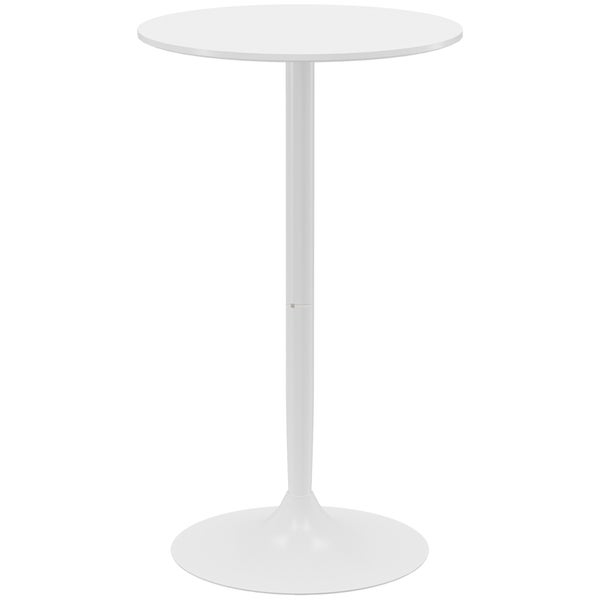 HOMCOM Bartisch Stehtisch Esstisch Runder Tresentisch, Küchentisch für Wohnzimmer, Esszimmer, Stahl, Weiß, Ø60 x 102 cm