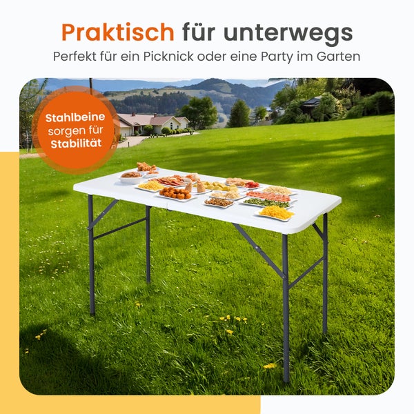 Goliving Klapptisch - Klapptisch - Campingtisch - Outdoor-Klapptisch - Wetterfest - 122 x 60 x 74 cm - Weiß