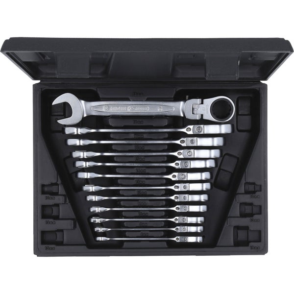 KS TOOLS GEARplus Gelenk-Ratschenringmaulschlüssel-Satz 12tlg.feststellbar - 503.4865