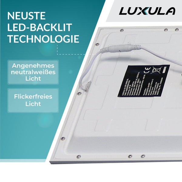LUXULA LED-Panel 120x30cm Deckenleuchte 36W 3600lm Neutralweiß Flimmerfrei UGR<22 für Büro & Arbeitsräume