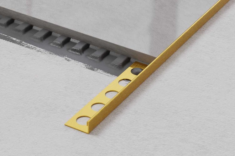 Edelstahl J Eckprofil für Fliesen 1cm x 244cm - Satiniertes Gold