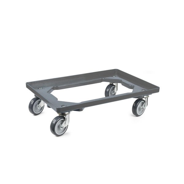 PROREGAL Transportroller für Euroboxen 60 x 40 cm mit Gummiräder Grau Offenes Deck 4 Lenkrollen Traglast 300 kg