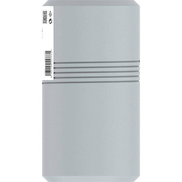 Grauer Briefkasten mit horizontalen Linien