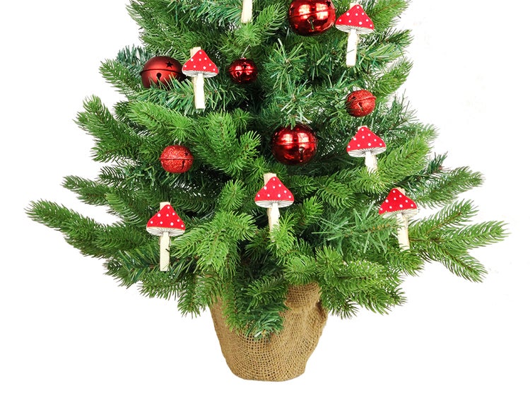 Geschmückter künstlicher Weihnachtsbaum MUCHOMÚRYKA 60 cm mit LED-BELEUCHTUNG IM TOPF