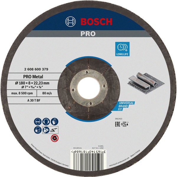 Bosch PRO Metal Schleifscheibe 180 x 8 x 22,23 mm - 2608600379
