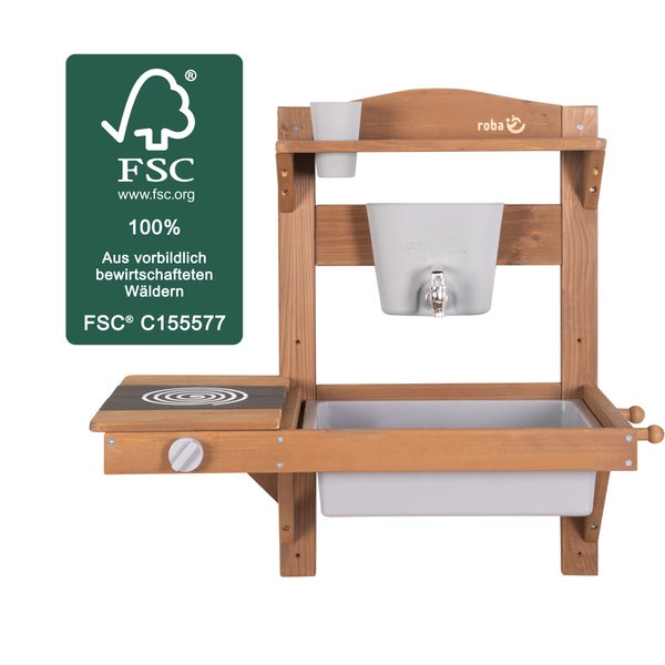 ROBA Spiel- und Matschküche zum Hängen, Outdoor FSC, teak