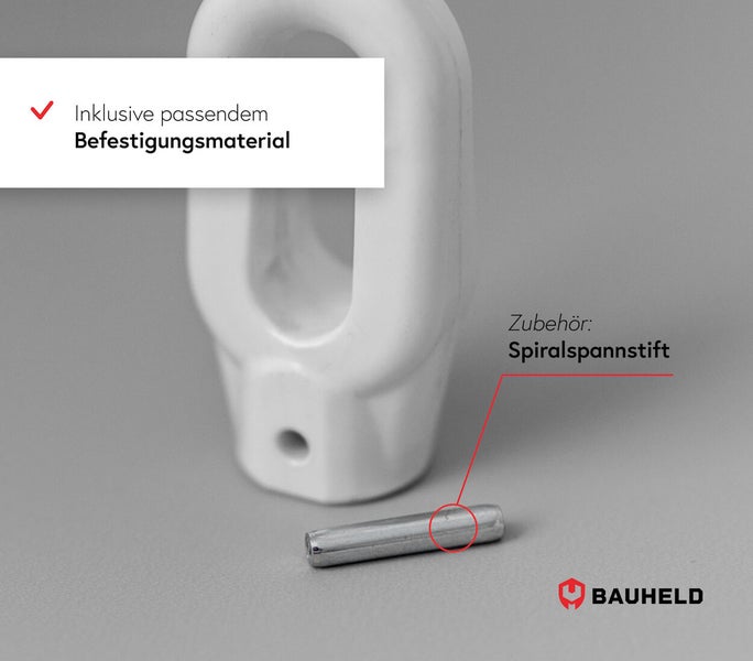 Bauheld Logo, Zubehör: Spiralspannstift, Inklusive passendem Befestigungsmaterial