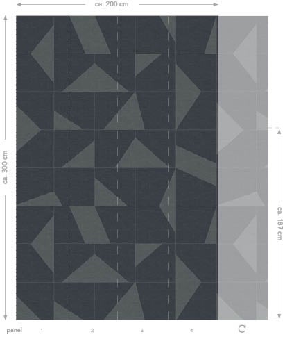 Fototapete mit geometrischem Muster, circa 200 x 300 cm