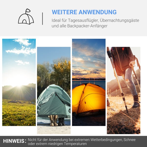 Outsunny Campingzelt, für 2-3 Personen, 190T Tunnelzelt Campingzelt mit Heringen, Glasfaser, Polyester, 426 x 206 x 154 cm, Hellblau