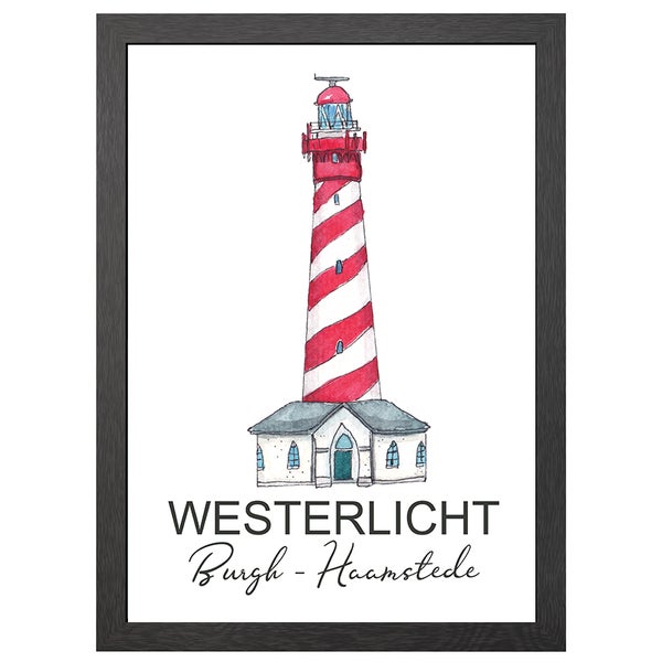 A2 Leuchtturm westerlicht burgh haamstede poster in rahmen