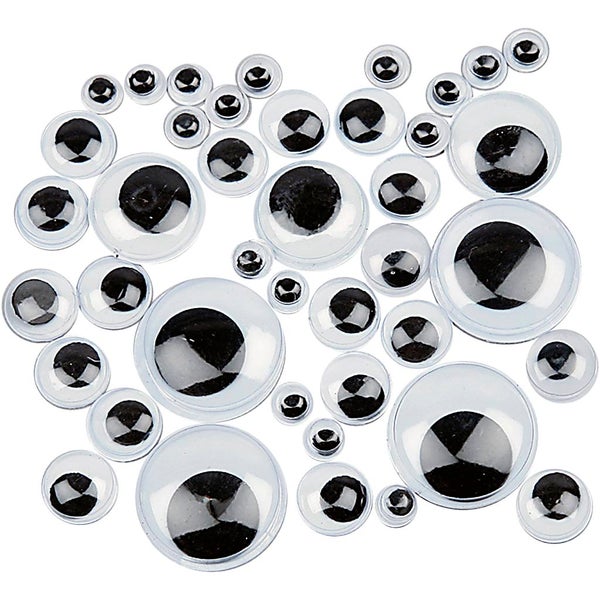 Creativ Company  Wackelaugen, selbstklebend, D 6-20 mm, 1100 , sortiert