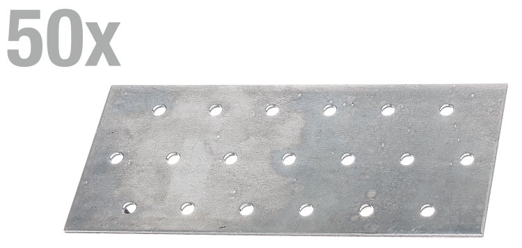 Set aus 50 Lochplatten aus verzinktem Stahl zur Holzverbindung