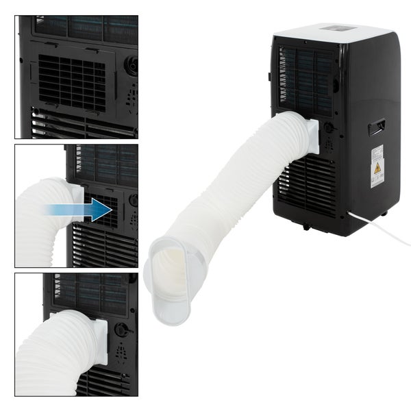 ECD Germany Mobile Klimaanlage 4in1, Luftkühler 9000 BTU 2,6kW, leise, 3 Stufen, Timer, für Räume bis 37m², Klimagerät mit Abluftschlauch, Ventilator mit Fernbedienung/LED-Display, Kühler/Entfeuchter