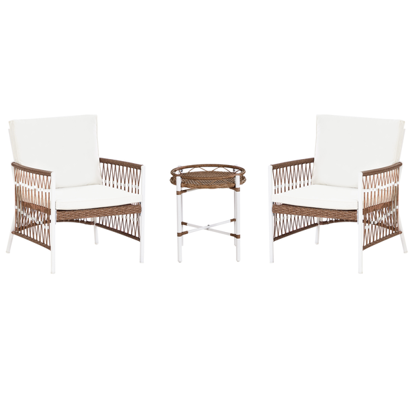 Bistro Set inkl. Kissen LEVICO Metall Weiß