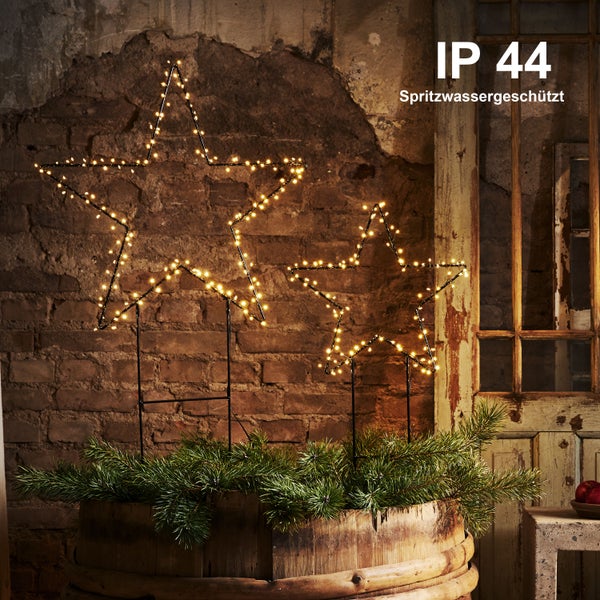 Gartenleuchte aus Edelstahl mit Lichtelement zwischen Rhododendren im Rasen