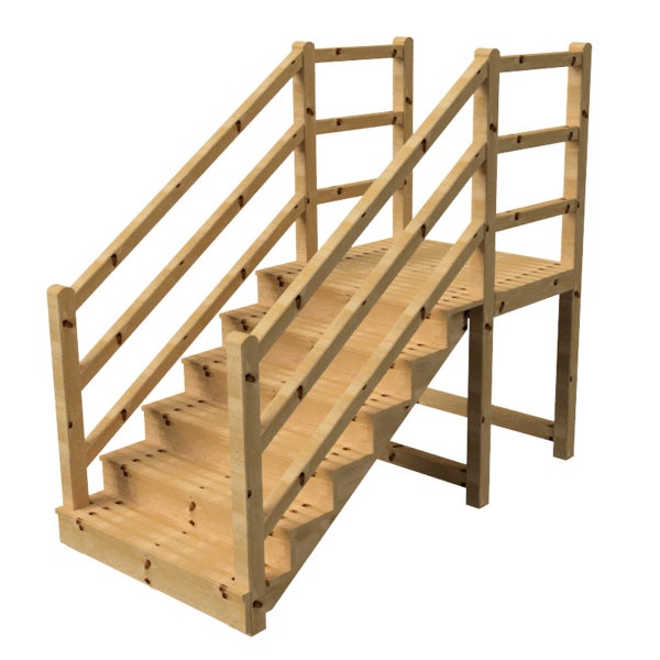 Holztreppe mit Geländer für den Garten